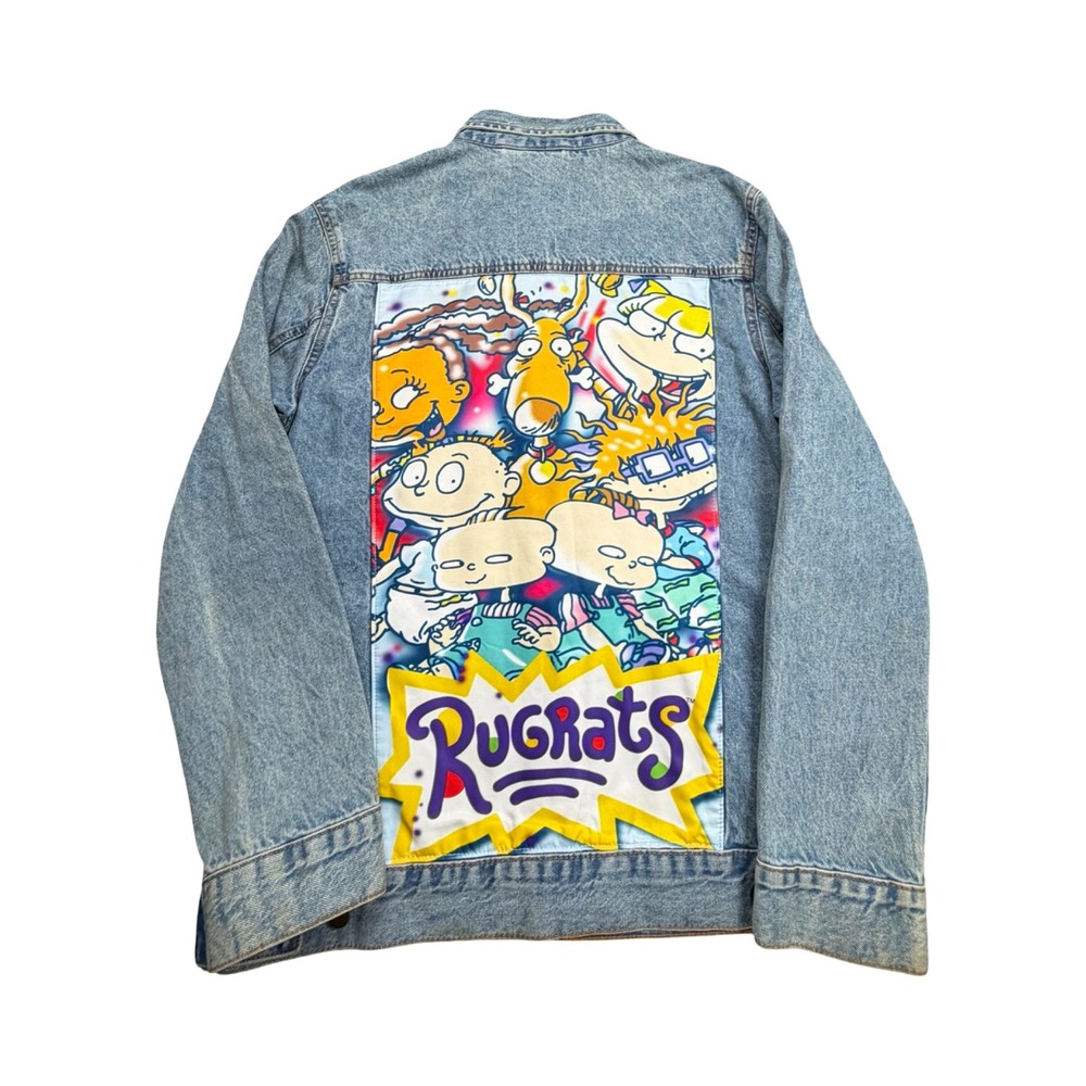 Nickelodeon Rugrats Denim Jacket Mens Medium Light Wash Graphic Cotton Workwear